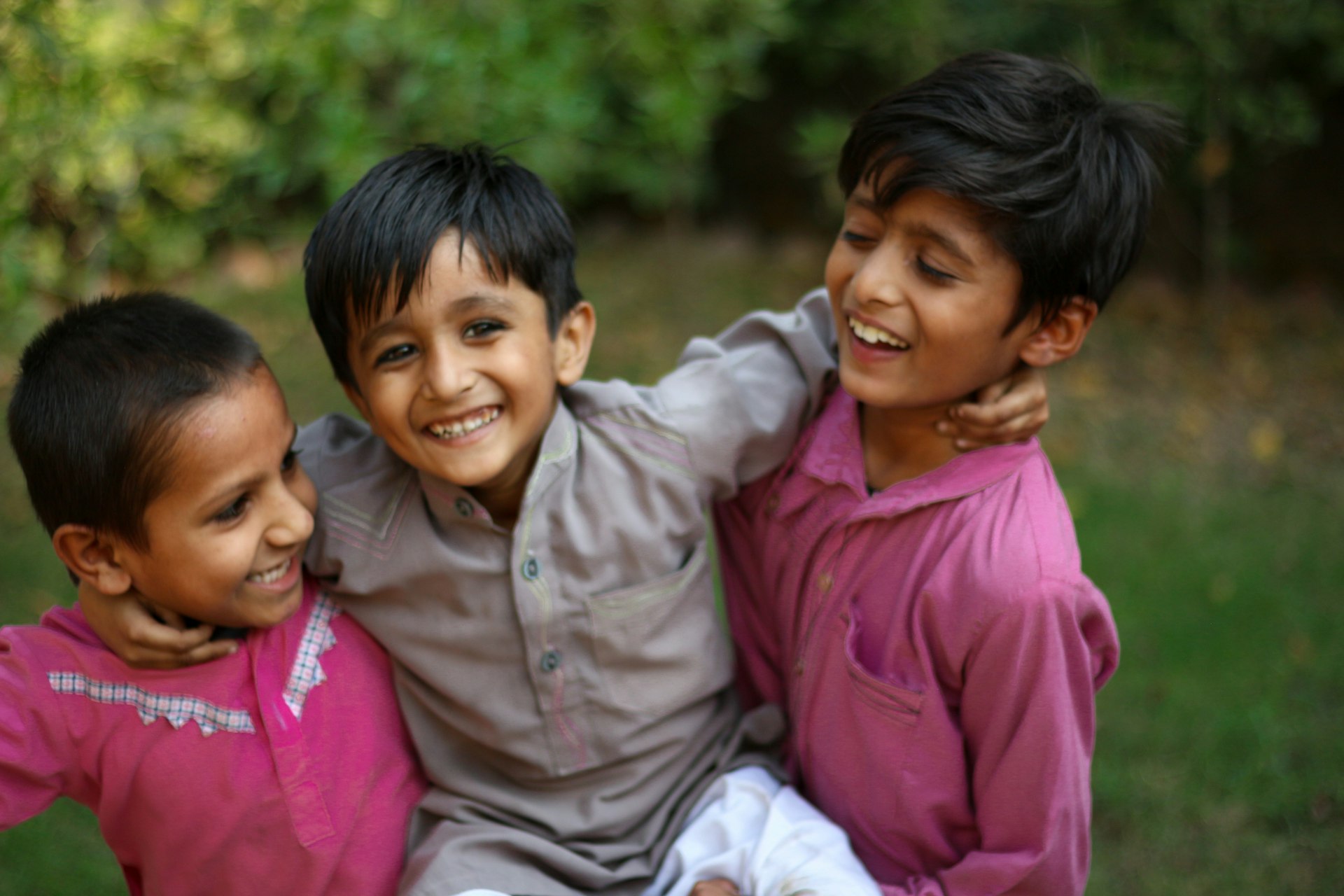 a person and two children